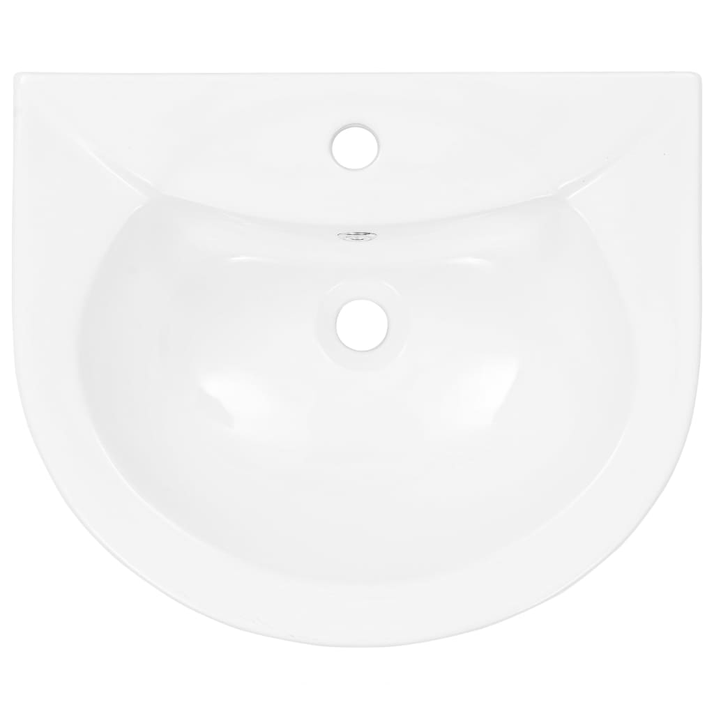 Freestanding Basin with Pedestal Ceramic White  S