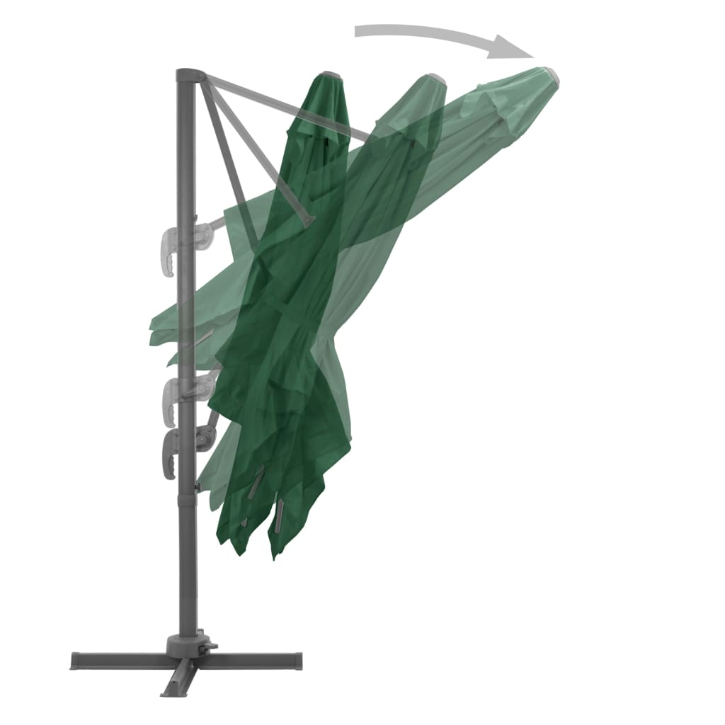 Cantilever Umbrella with Aluminium Pole Green