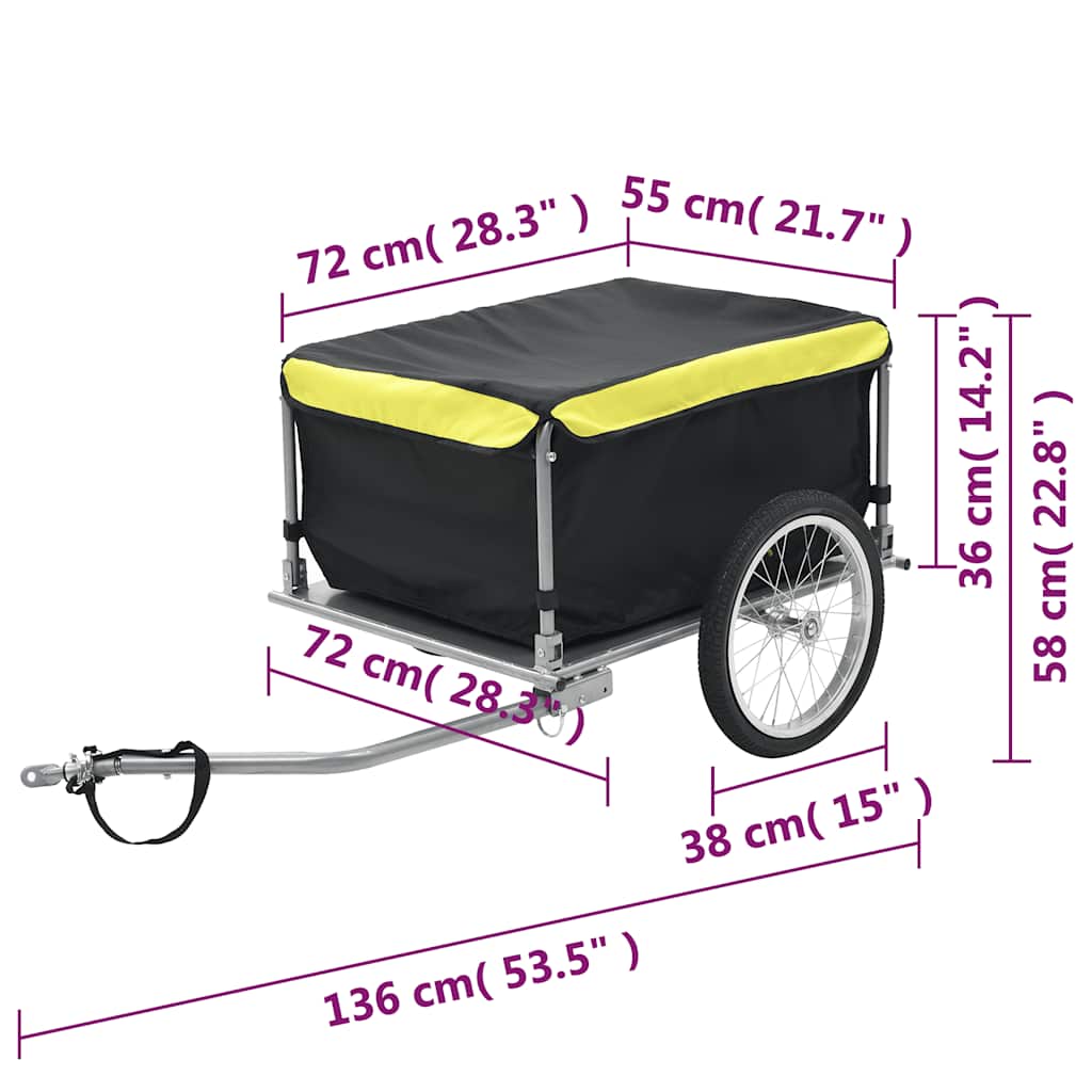 Bike Cargo Trailer Black and Yellow 65 kg | Bicycle Trailers