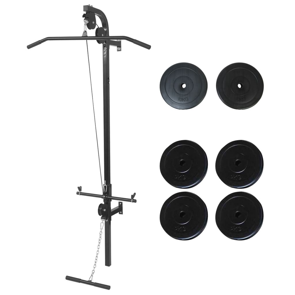 Wall-mounted Power Tower with Weight Plates 40 kg - Weightlifting Machines & Racks
