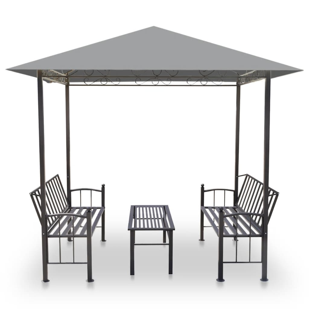 Garden Pavilion with Table and Benches Anthracite