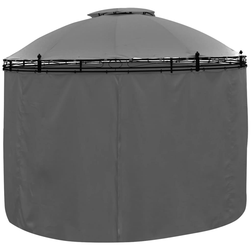 Gazebo with Curtains Round  Anthracite