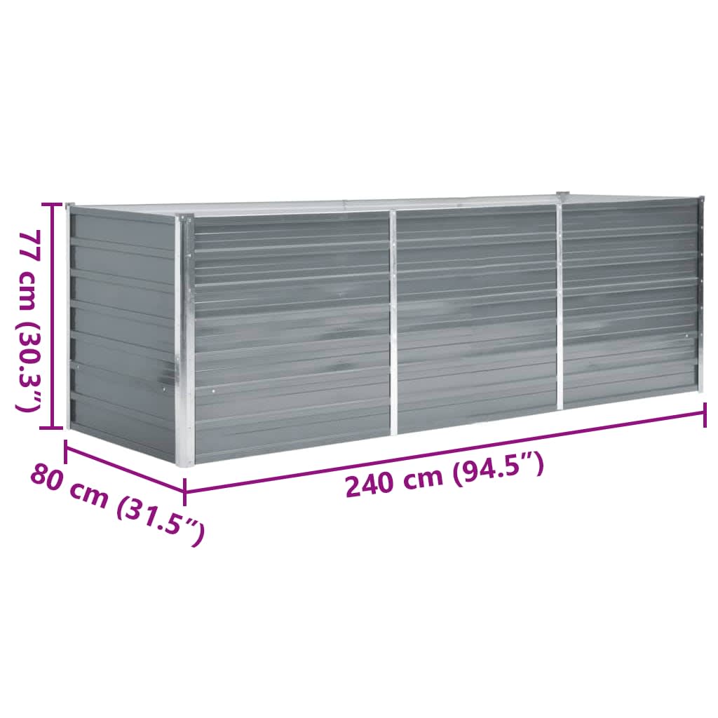 Garden Planter Galvanised Steel  Grey