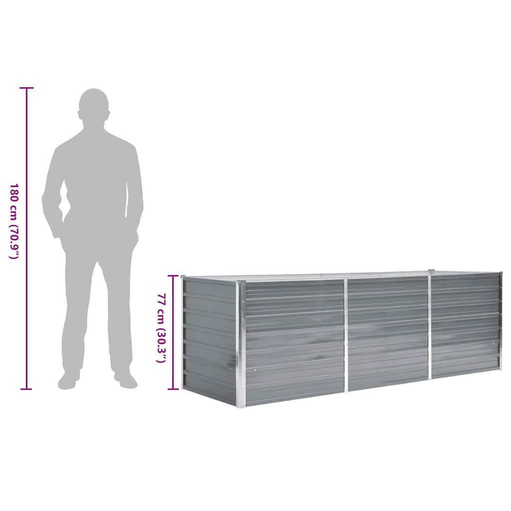 Garden Planter Galvanised Steel  Grey
