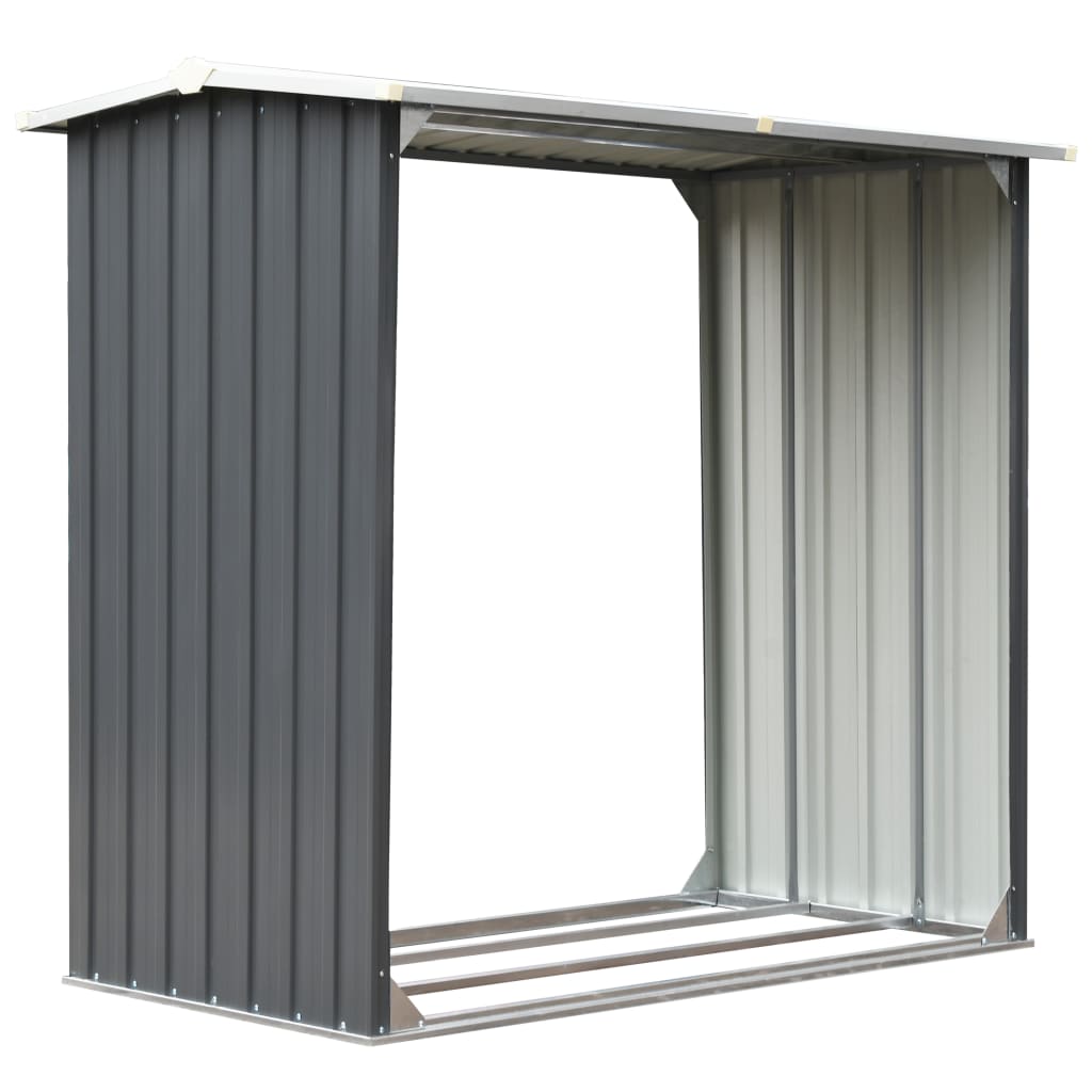 Garden Log Storage Shed Galvanised Steel  Grey