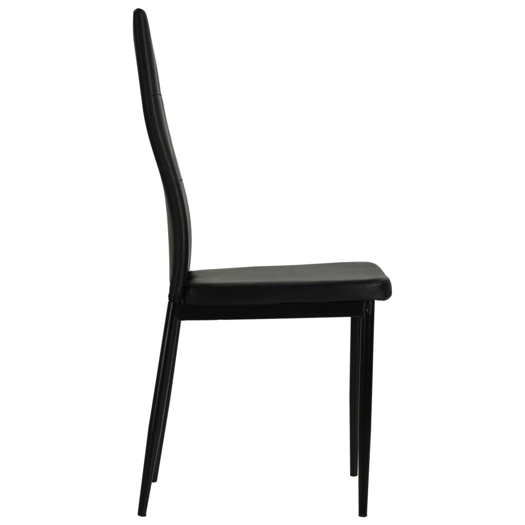 6 pcs Dining Chairs Black -faux Leather