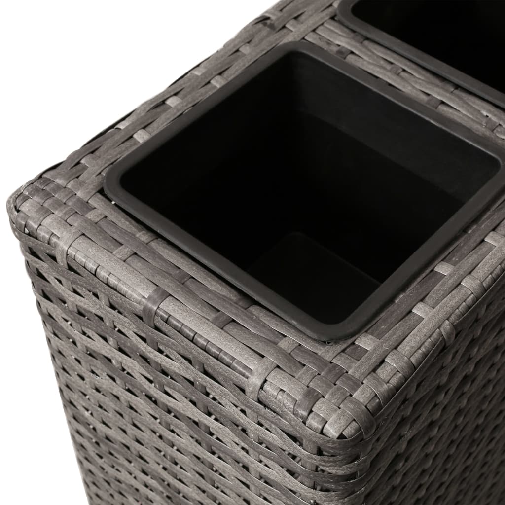 Planter with 4 Pots Poly Rattan Grey
