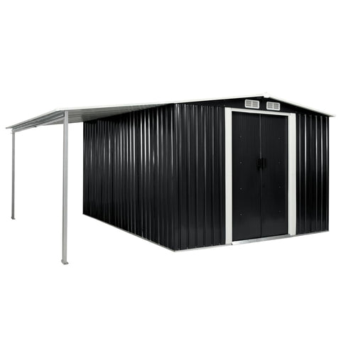 Garden Shed with Sliding Doors Steel {Anthracite}