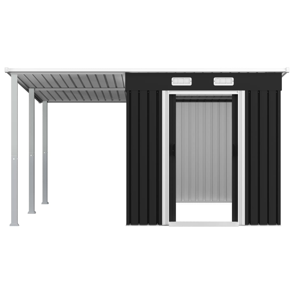 Garden Shed with Extended Roof Anthracite Steel