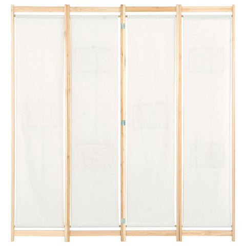 4-Panel Room Divider Cream Fabric