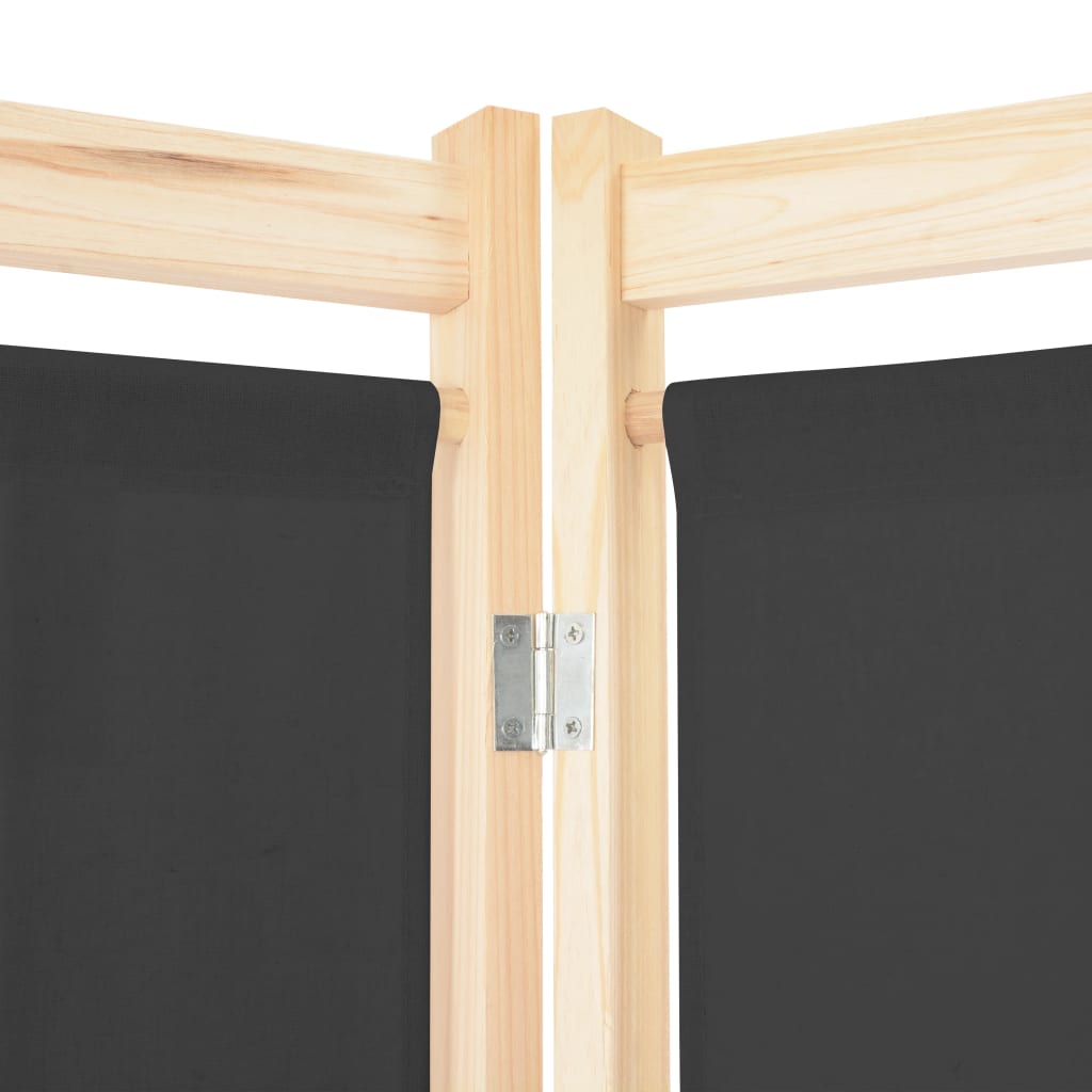 4-Panel Room Divider Grey Fabric