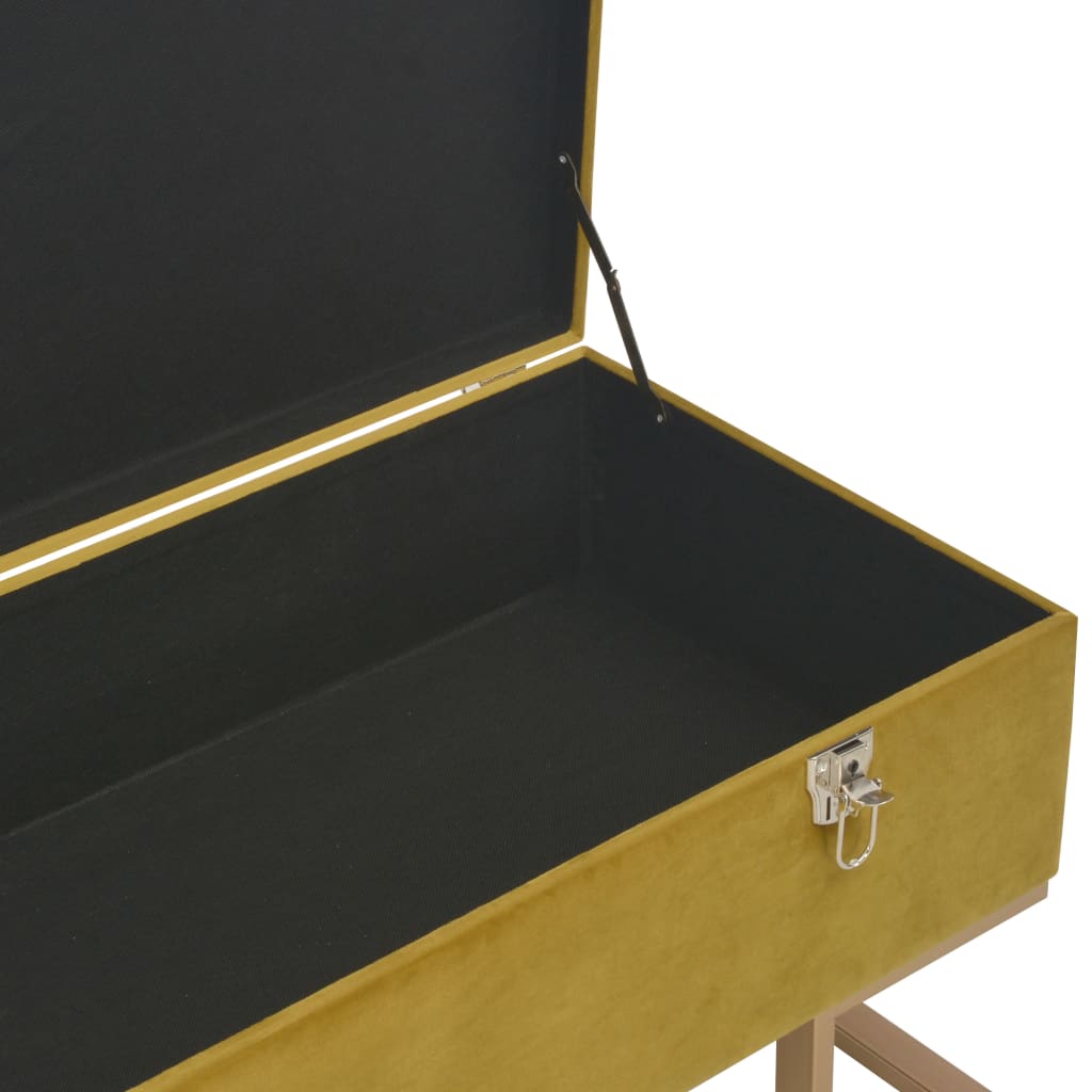 Bench with Storage Compartment 105 cm Mustard Velvet