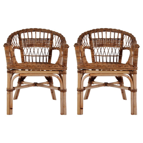 Outdoor Chairs 2 pcs Natural Rattan Brown