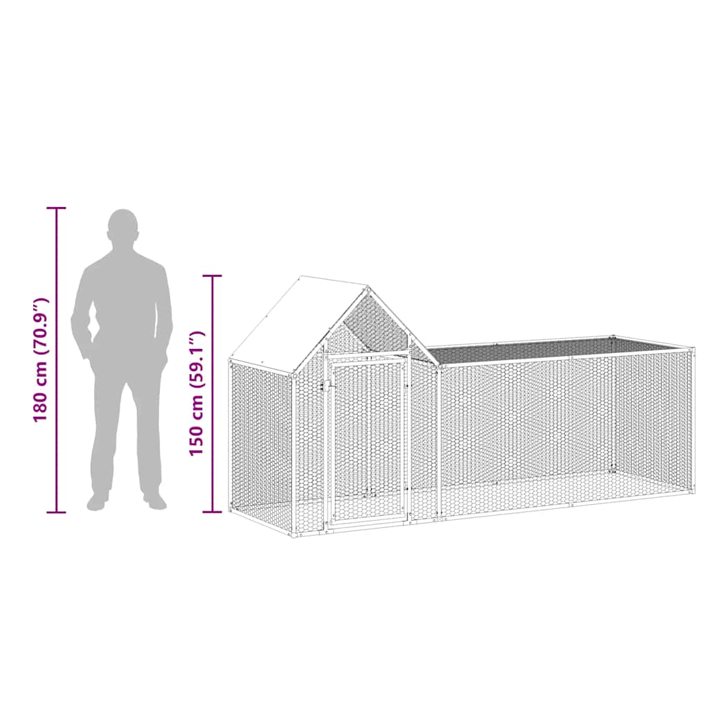 Galvanised Steel Chicken Coop 3x1x1.5m | Simpledeals