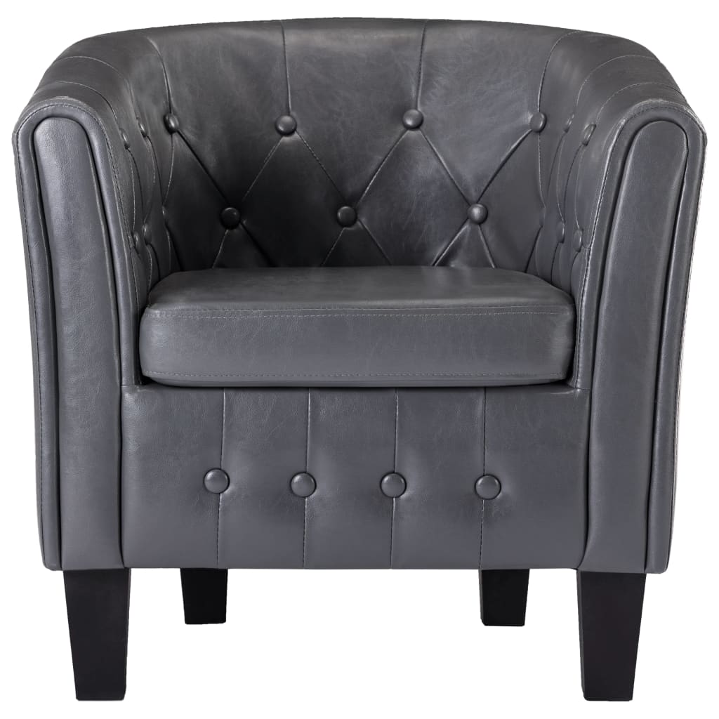 Tub Chair Grey faux Leather