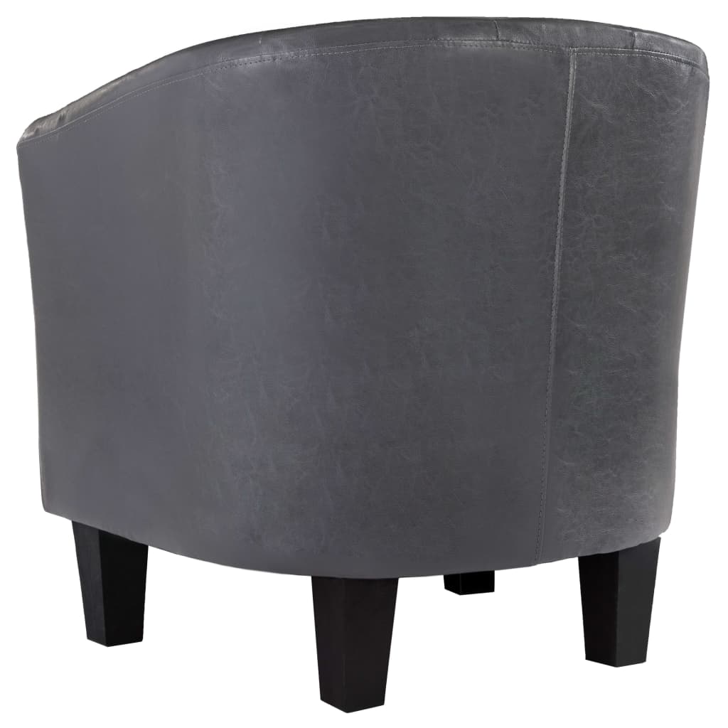 Tub Chair Grey faux Leather