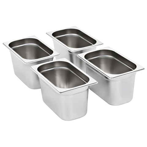 Gastronorm Containers 4 pcs GN 1/4 150 mm Stainless Steel