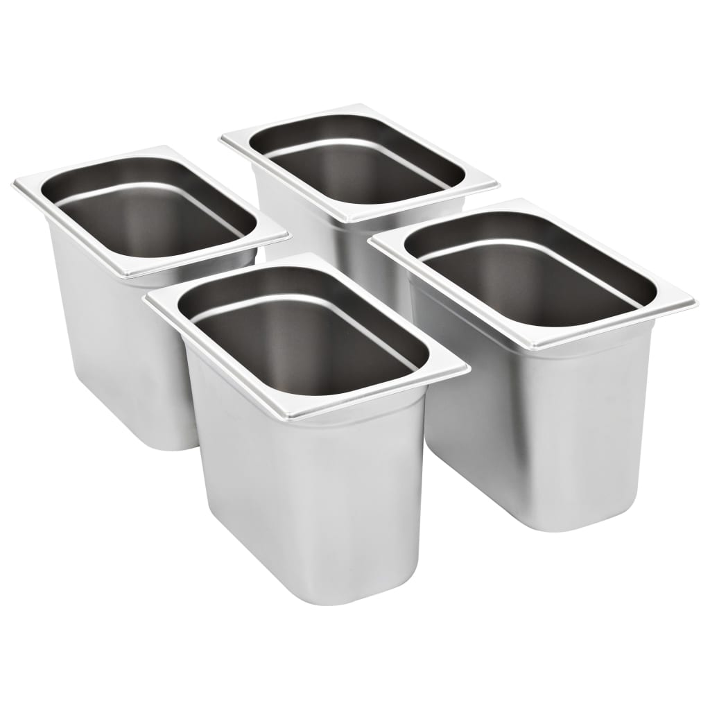 Gastronorm Containers 4 pcs GN 1/4 200 mm Stainless Steel