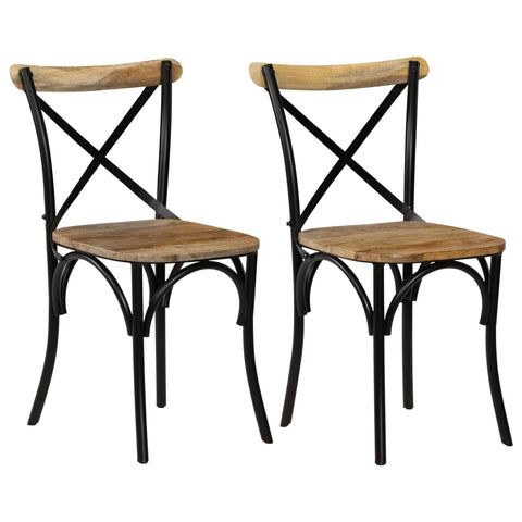Cross Chairs 2 pcs Solid Mango Wood  Black