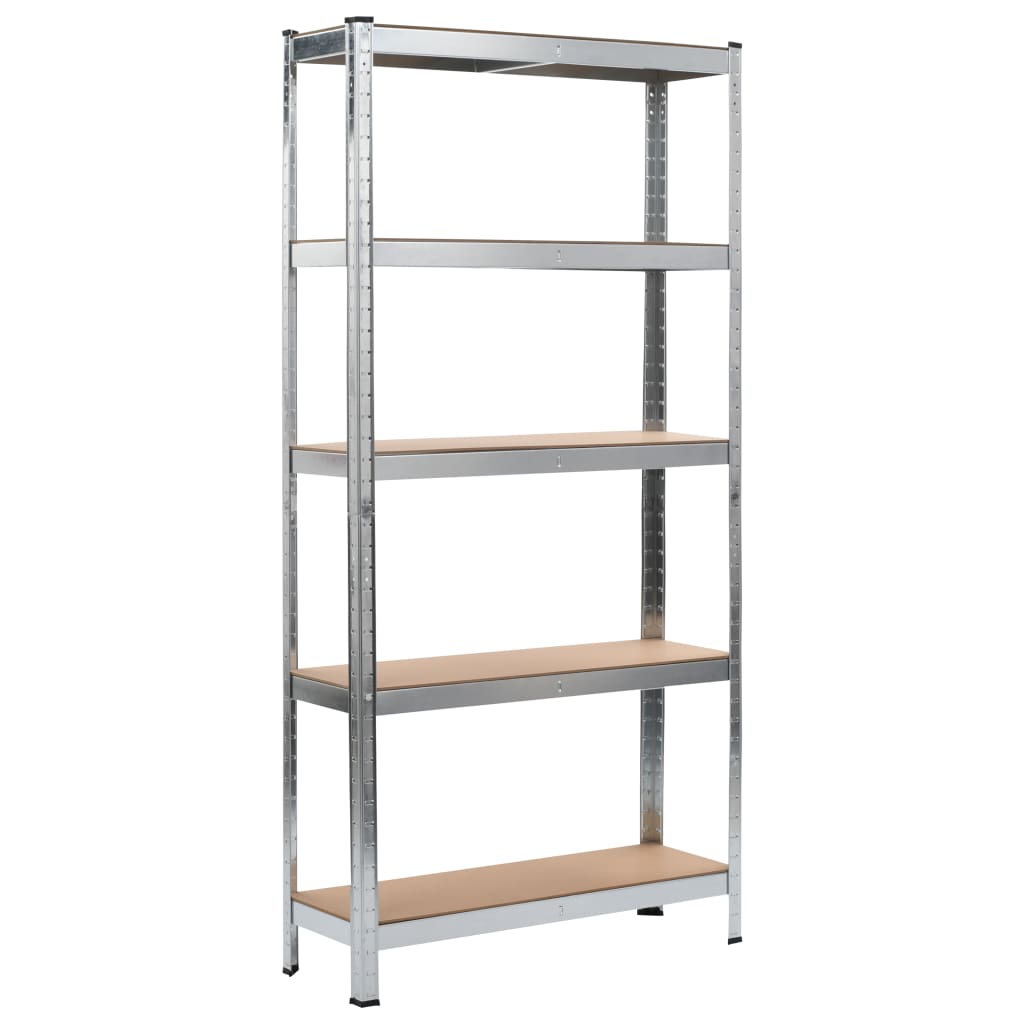 Storage Shelves 2 pcs Silver Steel and MDF
