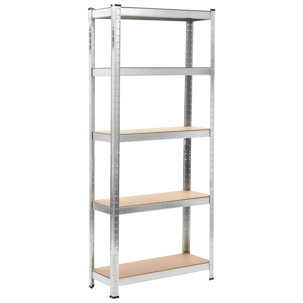 Storage Shelves 3 pcs Silver Steel and MDF