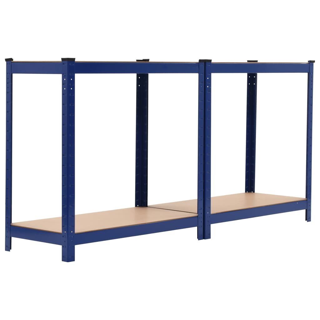 Storage Shelves 2 pcs Steel and MDF (Blue)