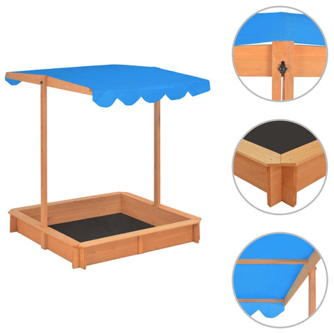 Sandbox with Adjustable Roof Wood  Blue