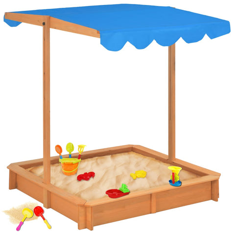 Sandbox with Adjustable Roof Wood  Blue