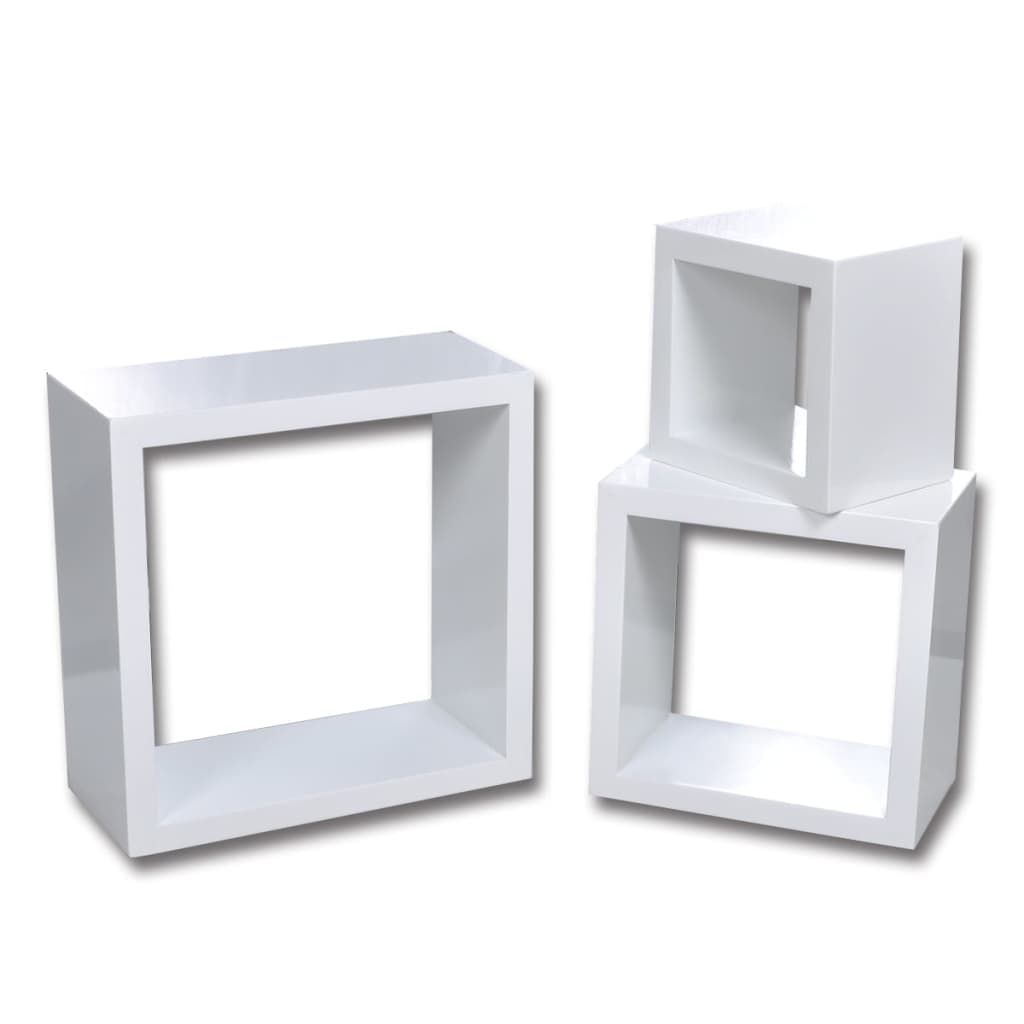 Wall Cube Shelves 6 pcs White