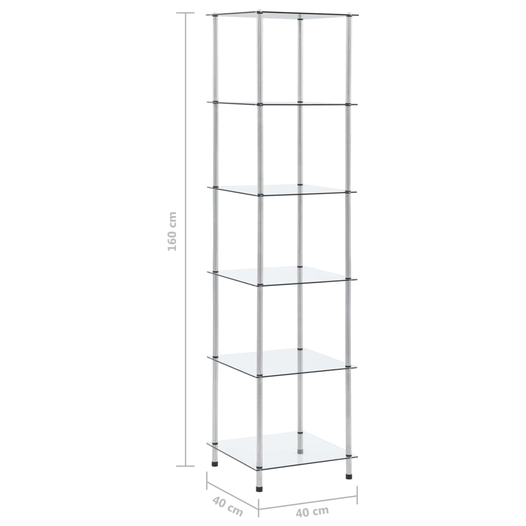 6-Tier Tempered Glass Display Shelf 160cm | Simpledeals
