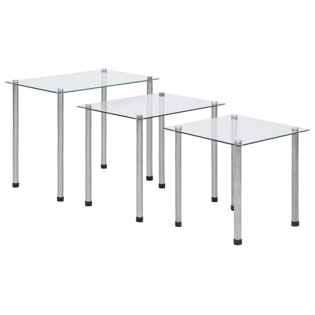 Glass Nesting Tables Set 3 Piece Tempered | Simpledeals