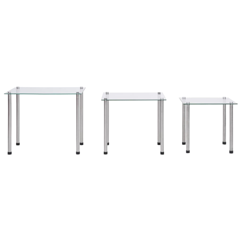 Glass Nesting Tables Set 3 Piece Tempered | Simpledeals