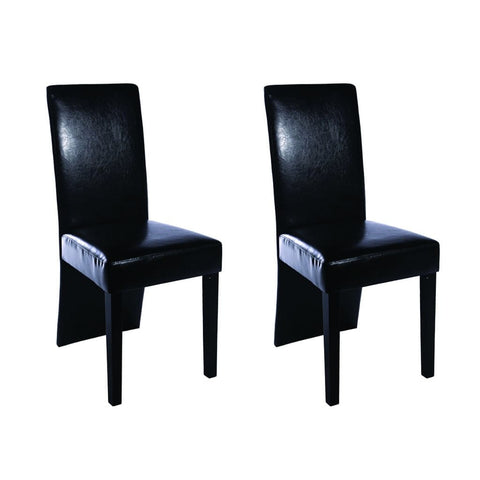 Dining Chairs 2 pcs Black Leather