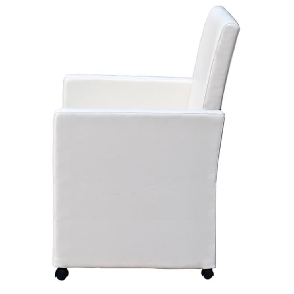 Dining Chairs 2 pcs White Leather