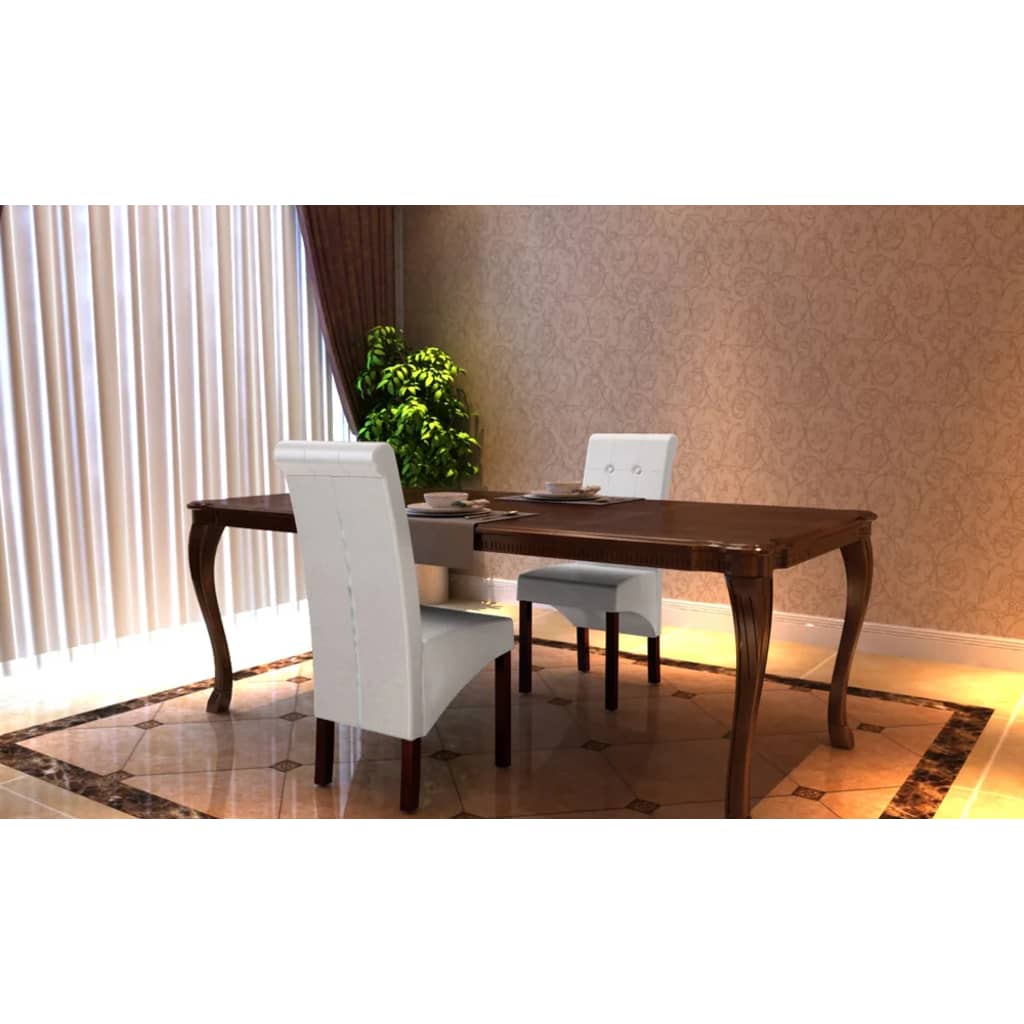 Dining Chairs 2 pcs White Leather
