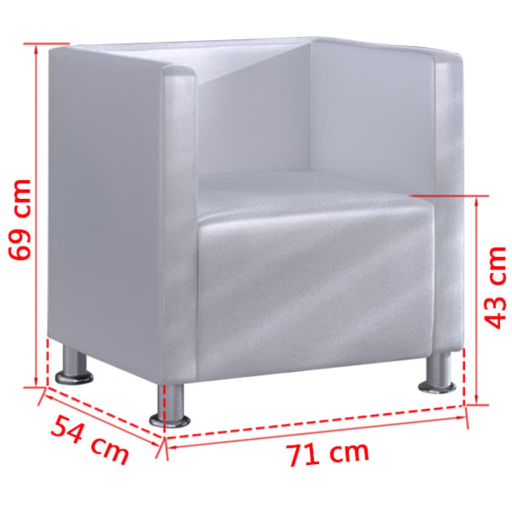 Cube Armchair White Leather