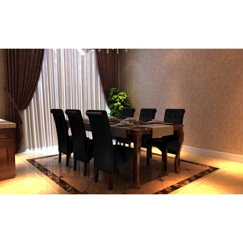 Dining Chairs 6 pcs Black Leather