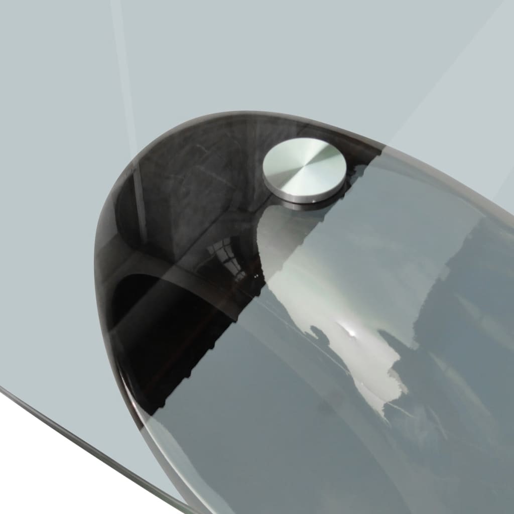 Coffee Table With Oval Glass Top High Gloss Black