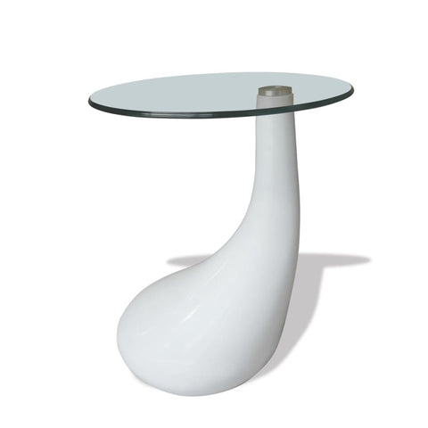 Coffee Table with Round Glass Top High Gloss White