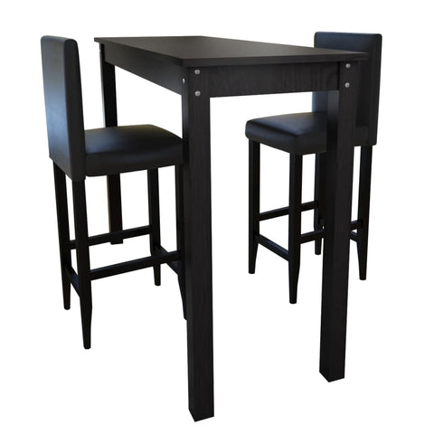 Bar Table with 2 Bar Chairs Black