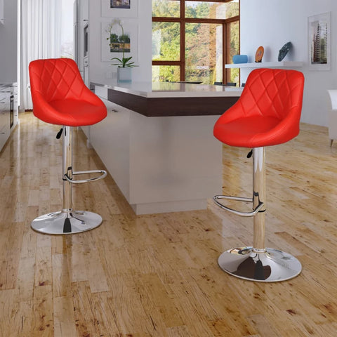 Bar Stools 2 pcs 'Red Faux Leather