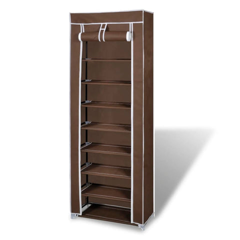Fabric Shoe Cabinet with Cover (Brown)