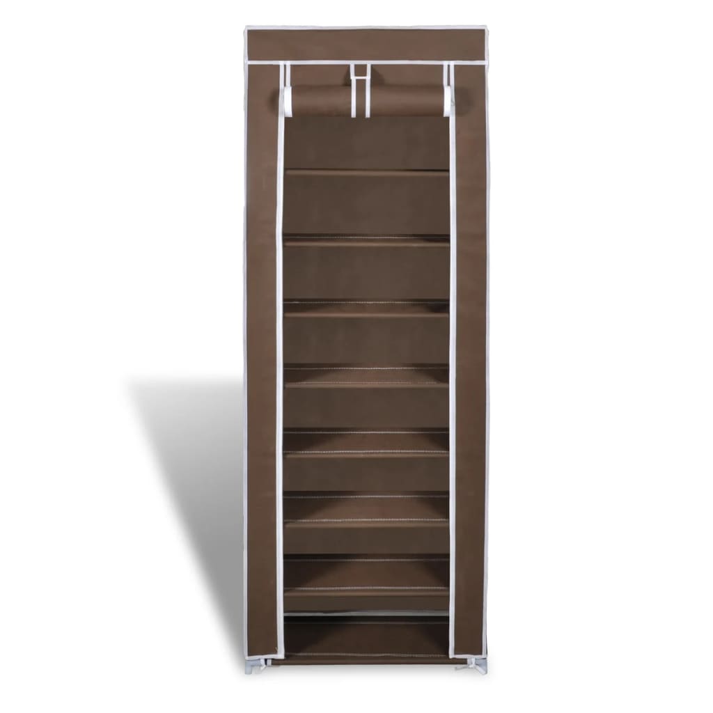 Fabric Shoe Cabinet with Cover (Brown)