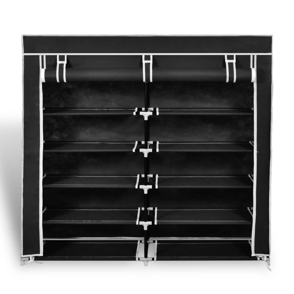 Fabric Shoe Cabinet with Cover 'Black