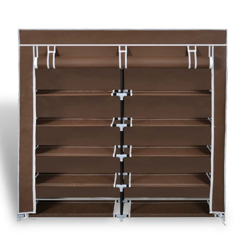 Fabric Shoe Cabinet with Cover Brown