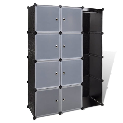 Modular Cabinet with 9 Compartments Black and White