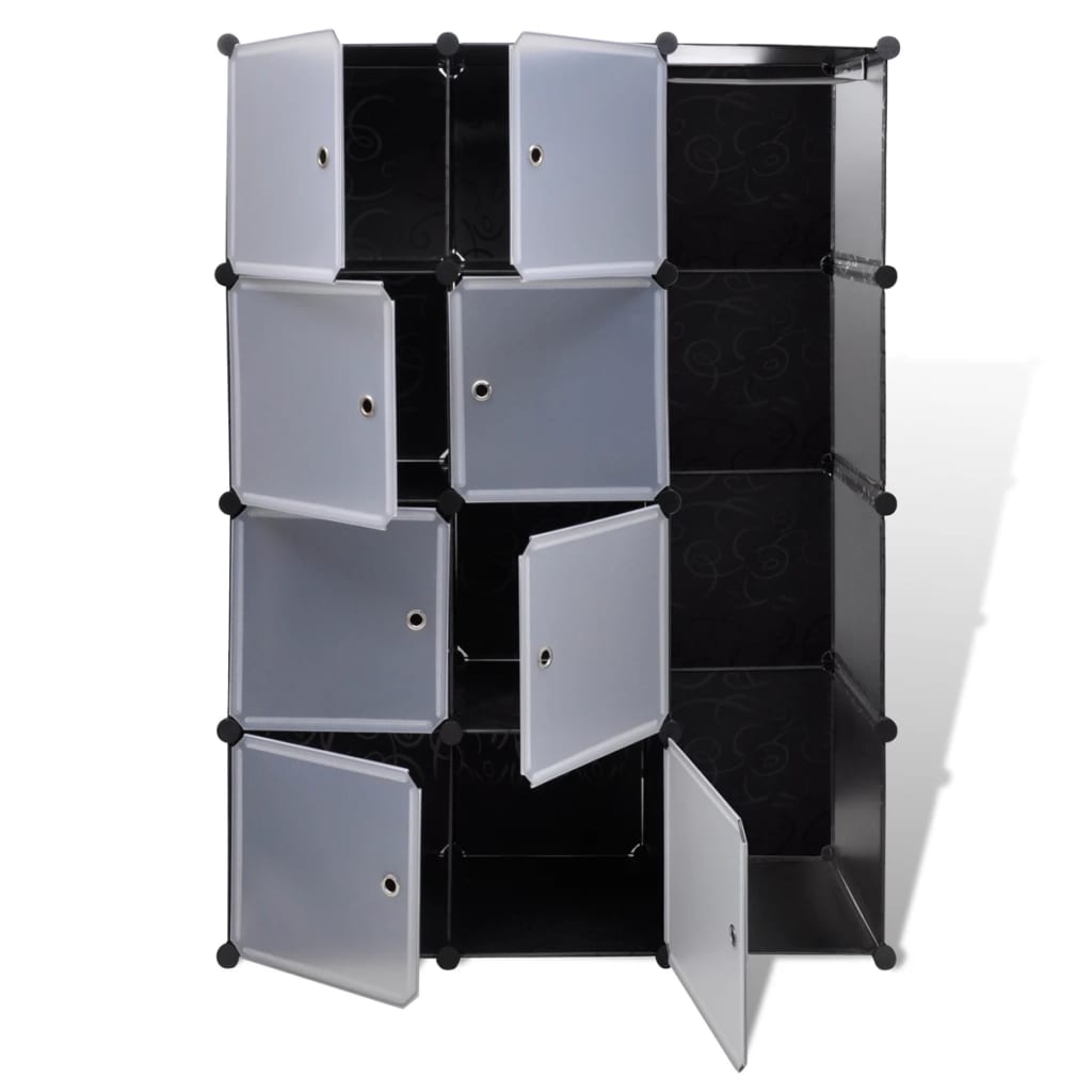 Modular Cabinet with 9 Compartments Black and White
