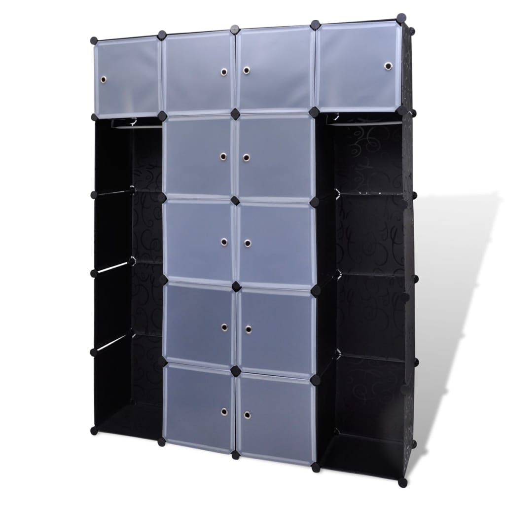 Modular Cabinet 14 Compartments Black and White