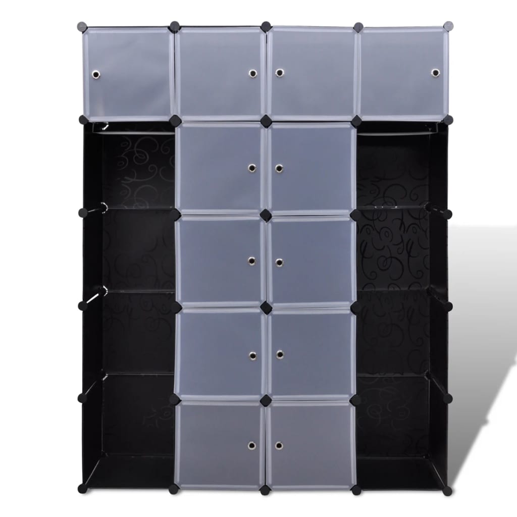 Modular Cabinet 14 Compartments Black and White