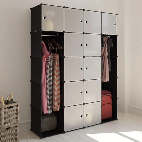 Modular Cabinet 14 Compartments Black and White